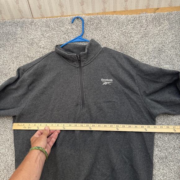 Reebok Pullover Mens XL Gray Quarter Zip Fleece Sweatshirt Athletic Training - Picture 3 of 11